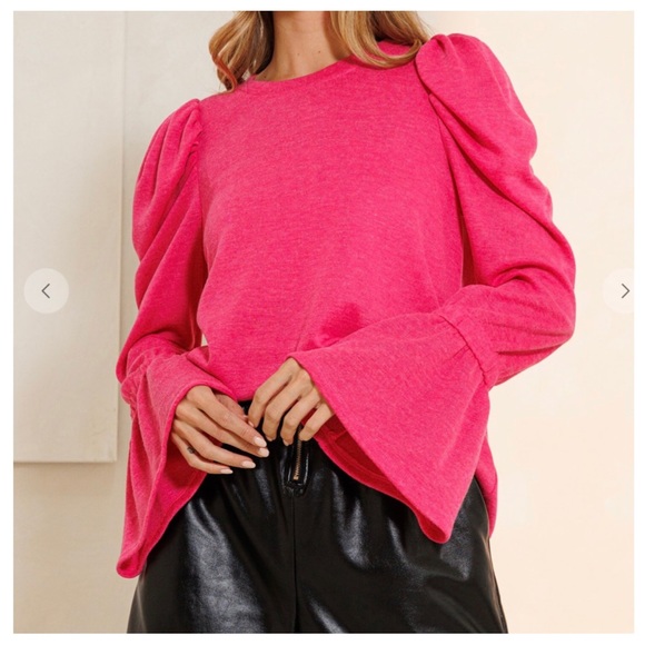 68 Boho Chic Puff Sleeve Solid Knit - Picture 4 of 5